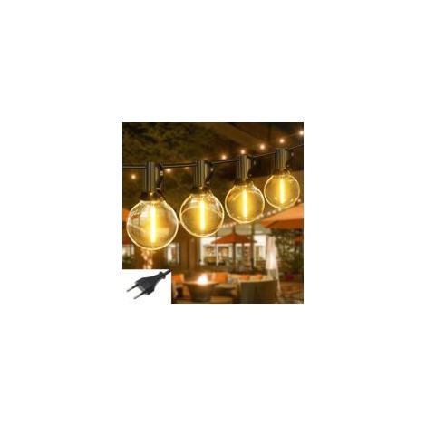 Luci a stringa per esterni da 15 m, 20+2 lampadine G40, infrangibili, impermeabili, collegabili, luce bianca calda, plug & play, per interni, giardino, balcone, casa, matrimoni e feste - Crezuo