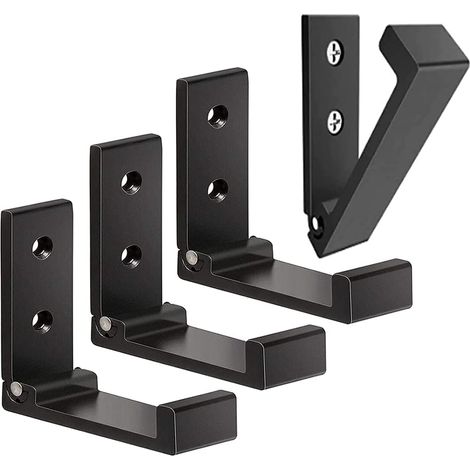 Schwarzes Set mit 4 faltbaren, unsichtbaren Wandhaken, Wandhaken aus Aluminium, Wandhaken aus Aluminiumlegierung, faltbare Kleiderhaken (1/5)