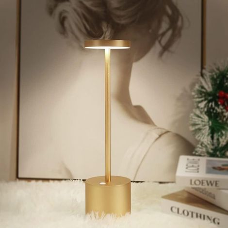 Lampada da tavolo wireless, lampada da scrivania a LED ricaricabile da 1800 mAh, 2 modalità di colore, moderna luce a batteria per camera da letto, ufficio, sala da pranzo - Oro (1/5)