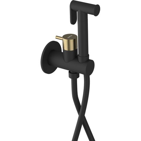 Mitigeur de bidet à encastrer ULTRAMIX avec douche Stop, rond, noir mat/or mat
