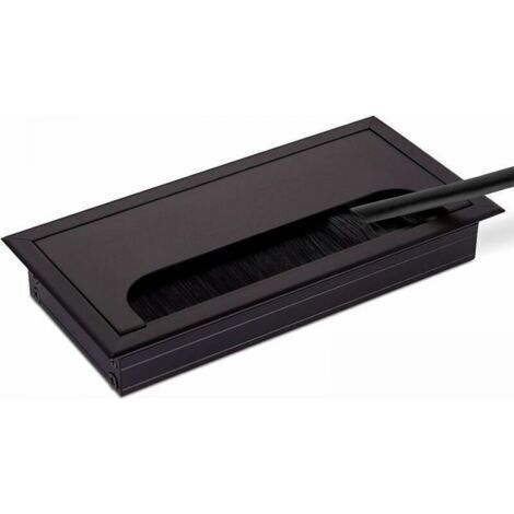 NALOOKAMIC  80x 200mm Cache-câbles rectangulaire pour bureaux encastrés Organisateur de câbles pour meubles 2 x noir