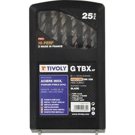 Schärfset für Bohrer E Tbx Hs Cob Blade 25 Bohrer, 4-seitig geschliffen, 1 x 13 mm