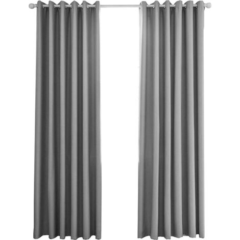 Rideaux Occultants Isolants Thermiques - 140x240cm - Design Moderne à Oeillets - Gris Clair (1/5)
