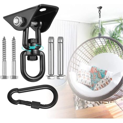 Kit de Suspension pour Hamac avec Crochets en Acier Inoxydable, Charge Max 544,3 kg, Rotation 360°, Compatible Intérieur et Extérieur (1/4)