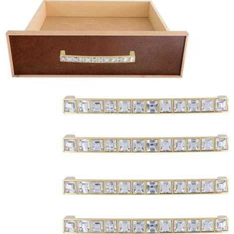 Diamant-Kristall-Zink-vergoldeter Griff 128 mm - 4-teiliges Set, modern (1/5)