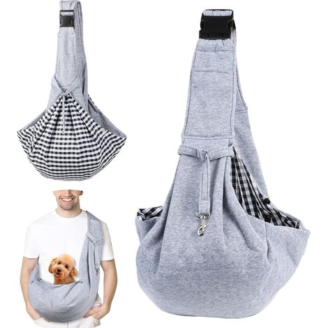 Borsa per il trasporto di cani/gatti, borsa a tracolla regolabile per animali domestici, a mani libere, portatile, fino a 7 kg, borsa per il trasporto di cani per passeggiate/attività all'aperto (grig (1/5)
