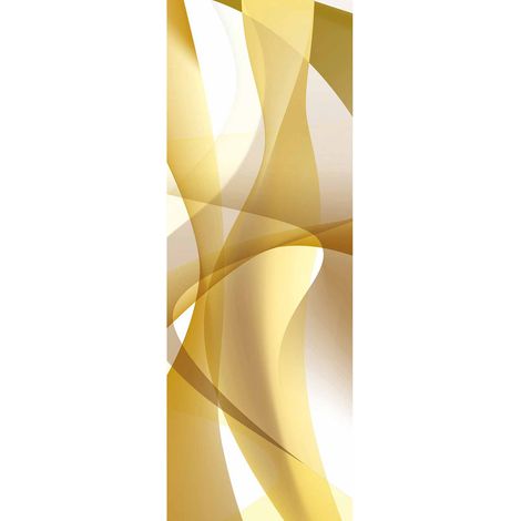 Papier peint panoramique design jaune & doré | Tapisserie panoramique jaune moderne pour chambre adulte | Papier peint panoramique pour escalier - 280 x 100 cm (1 pièce) (1/2)