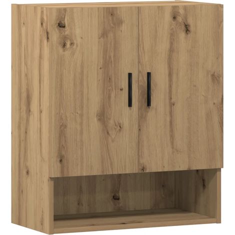 Armario de pared de roble hecho a mano 60 x 31 x 70 cm con amplio espacio de almacenamiento y función de exposición fabricado en madera de roble manufacturada 020051131 (1/5)