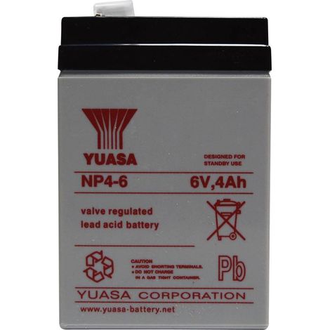 Yuasa NP4-6 Bleiakku 6V 4Ah Schwarz