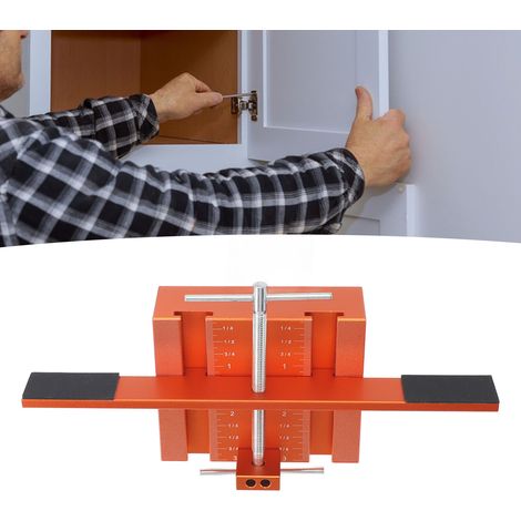 Gabarit de fixation de portes de placard en alliage d'aluminium avec bras de support et clamp pour support supplémentaire - Kit d'installation de charnières pour armoire cuisine et salle de bain