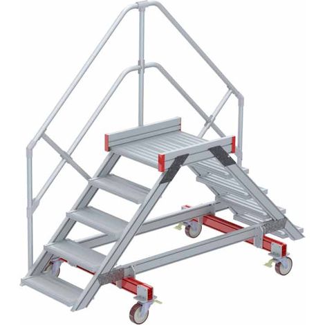 Euroline 512 mobiler Überstieg 45° Stufenausführung Alu gerieft Stufenbreite 600mm 5 Stufen