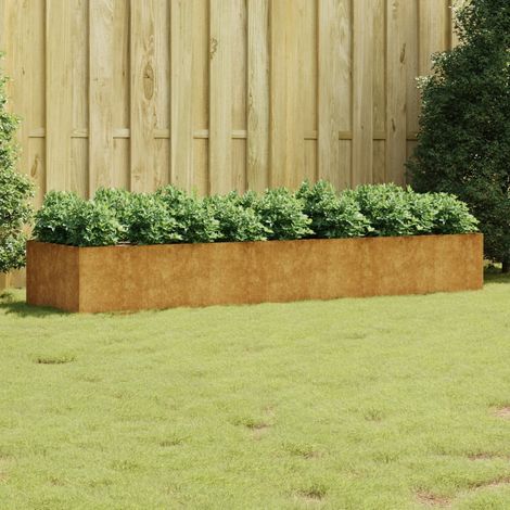 Le Poisson Qui Jardine – Jardinière acier corten 280×80×40 cm – Aspect rouille décoratif – Grande capacité pour plantations – Résiste aux intempéries (1/5)