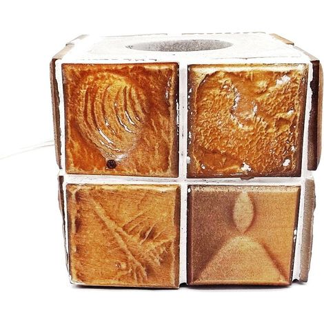 Lampe de Table Base Cube Ciment Doré