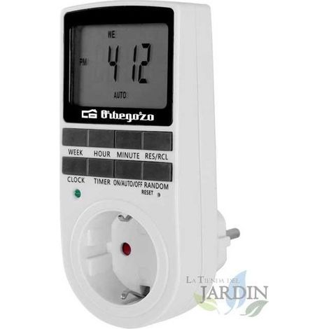 Programador digital Orbegozo 24 horas, 16 configuraciones. Potencia máxima 3680W, pantalla LCD, uso interior/exterior