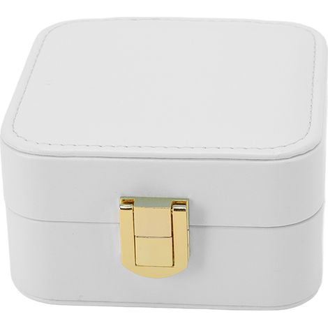 Étui à bijoux portable beige, boîte de rangement avec organisateur pour bagues et boucles d'oreilles, petit coffret de présentation de rangement. (1/5)