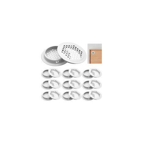 Lot de 20 grilles d'aération rondes - 53 mm - En acier inoxydable - Trou de ventilation rond - Pour armoire, armoire, armoire à chaussures, bibliothèques (blanc) (1/5)