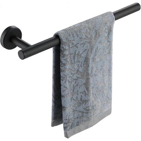 Porte-serviettes mural noir mat, en acier inoxydable 304 de 0,8 mm d'épaisseur, avec anneau porte-serviettes de 30,5 cm (12 pouces). Référence : THH1. (1/5)