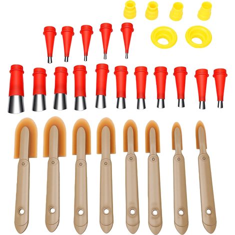 Ensemble d'outils de calfeutrage en acier inoxydable, embouts réutilisables pour la réparation des portes, fenêtres et sols. (1/5)