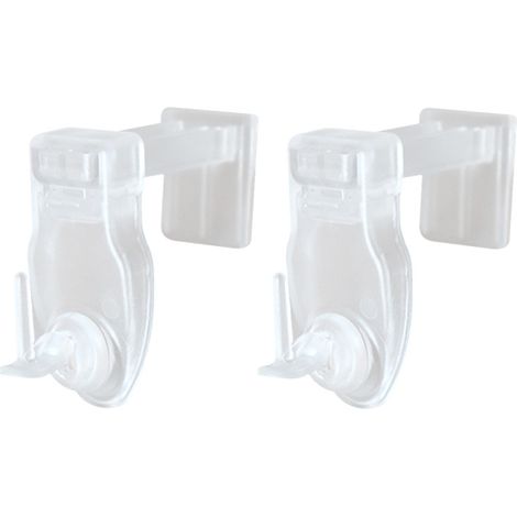 Store Menuiserie – Supports clic sans perçage pour tringle à rideau – Transparent mat – Lot de 2 – Crochets modulables adaptés à différentes tringles