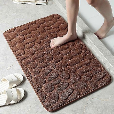 Tapis de sol Pxcl à motif galets en relief absorbants et antidérapants pour l'entrée de la salle de bain - 50 x 80 cm - Marron (1/5)