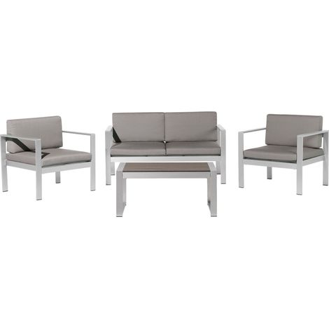 Garden Lounge Set with Table 4 Seater SALERNO Metal Dark Grey