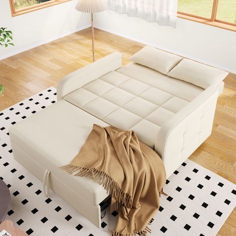Canapé-lit pliant, canapé à dossier réglable, 180x127 cm, mousse, beige (1/5)