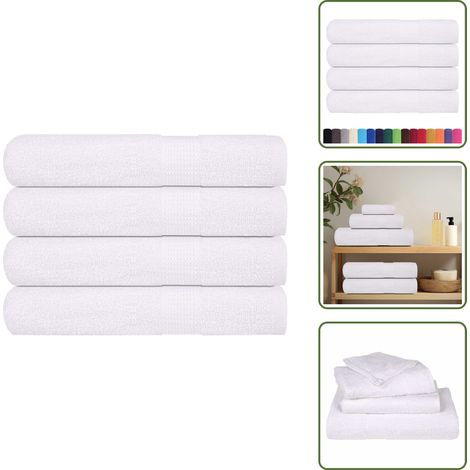 Serviettes de sauna 4 pcs blanc 80x200 cm 360 g/m² 100% coton - Serviette De Sauna - Serviettes De Sauna - Serviette - Serviette Avec Boucle De Suspension (1/5)