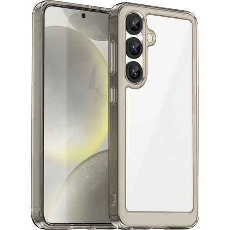 Funda con marco de gel con diseño espacial para Samsung Galaxy S25 - Transparente y negra (1/5)