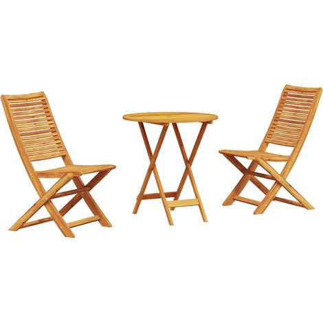 Maison Exclusive - Klapp Bistro Set 3 pcs Braun Massivholz Akazie