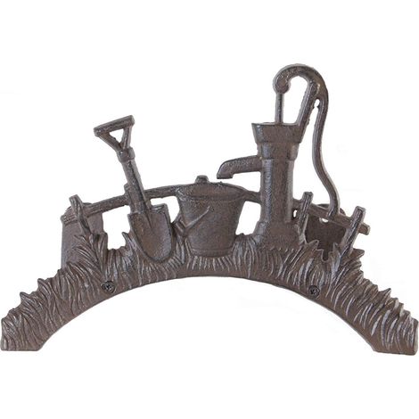 Gusseisen Wandschlauchhalter Motiv "Wasserpumpe" - 29 x 18 cm - Metall Garten Schlauch Wand Halterung