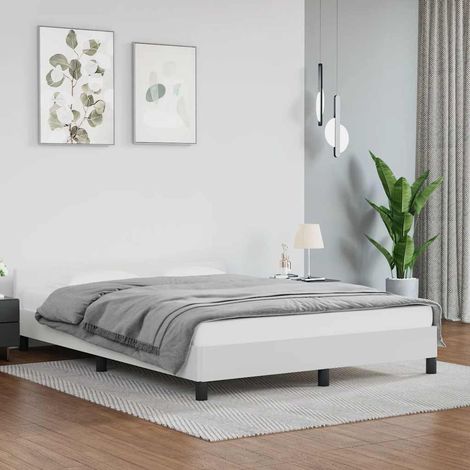 Bed Frame without Mattress White 135x190cm Double Faux Leather vidaXL (1/5)