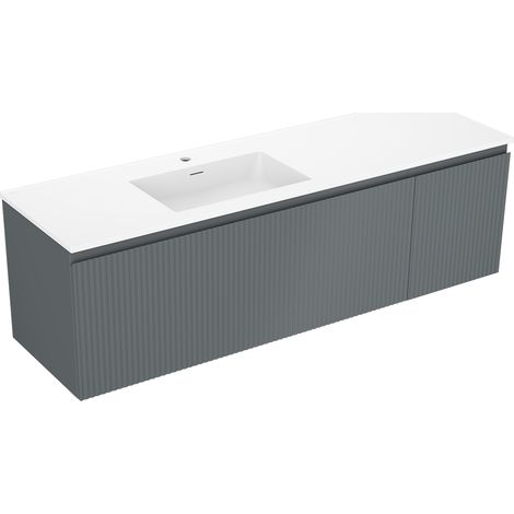 Mexen Rivel meuble de salle de bain 160 cm avec lavabo Otis gauche, 1S, 1D, rainuré, graphite mat/blanc mat - 91A23-16047-3-BBF (1/5)