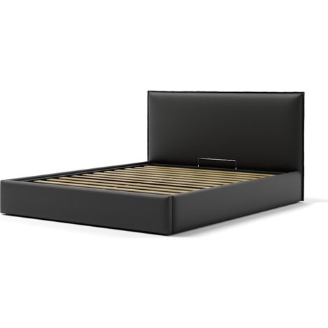 letto matrimoniale contenitore "zoom" in ecopelle nero 160x190 cm