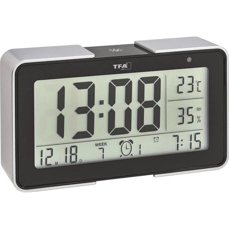 TFA Dostmann 60.2540.01 radiopiloté(e) Réveil noir, argent Heures de réveil 3 R995141 (1/3)