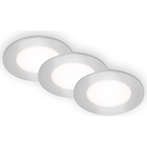 LED Einbauleuchten 3er Set ultraflach 3W IP23 chrom Ø8,6cm Kunststoff Briloner