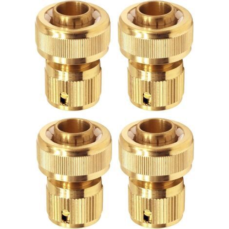 Conector de latón de 19 mm (3/4") para manguera de jardín, acoplamientos de conexión rápida para mangueras de jardín - Paquete de 4 (1/5)