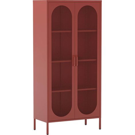 OLIVIA - Meuble Haut 2 Portes Ajourées en Métal Terracotta