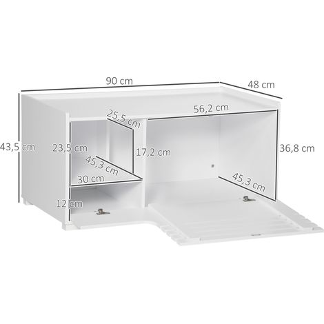 Meuble pour chat PawHut à 2 étagères, design 2 en 1, porte magnétique, blanc (1/5)