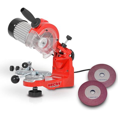 Affûteuse de chaîne pour tronçonneuse – 2 meules 145mm – Lampe intégrée 15W – Affûtage professionnel rapide – Hecht