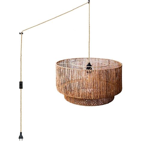 Suspension en jute "Bali" avec interrupteur et prise - Corde (1/5)