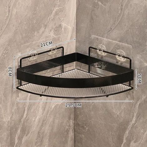(B.1 set) Étagère de rangement de salle de bain dorée, trépied mural sans perçage, porte-shampoing et gel douche, accessoires de salle de bain (1/5)