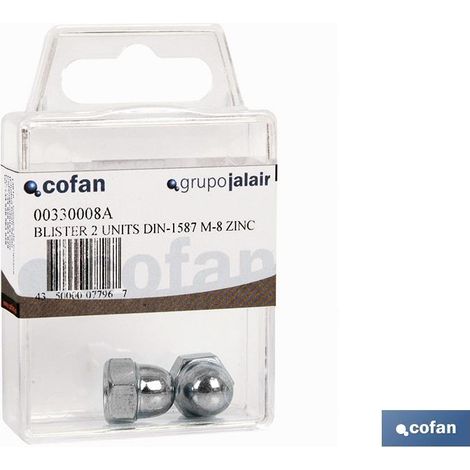 Tuercas ciegas DIN 1587 M4 zinc blíster de 4 uds. (1/3)