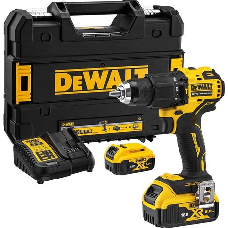 Dewalt DCD709P2T 18v XR Brushless Compact Combi Hammer Drill Tstak - 2 x 5.0ah (1/4)