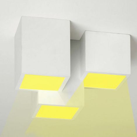 Lampada gesso da soffitto plafoniera a 3 cubi attacco faretto GU10 luce calda (1/4)