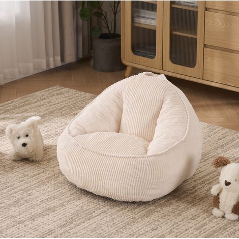 Pouf ergonomique en corduroy beige (1/5)