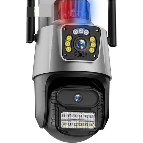 Caméra de sécurité à Domicile Caméra IP HD 6MP Caméra extérieure PTZ à Double Objectif 4MP Alarme de Surveillance vidéo à Suivi Automatique(64G SD Card) (1/5)