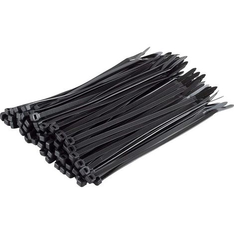 Lot de 100 colliers de serrage, Noirs, 200 x 4,8 mm (1/4)