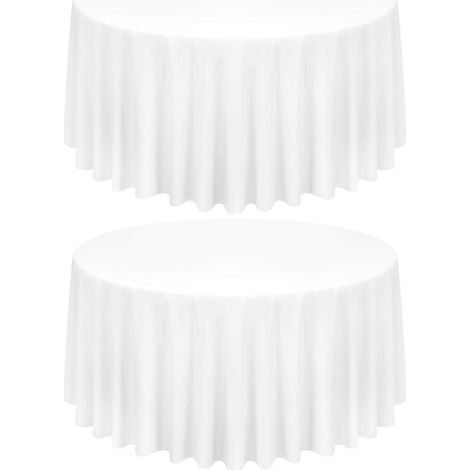 2er Set runde Tischdecke 300 cm Weiß, Polyester, pflegeleicht, für Bankette