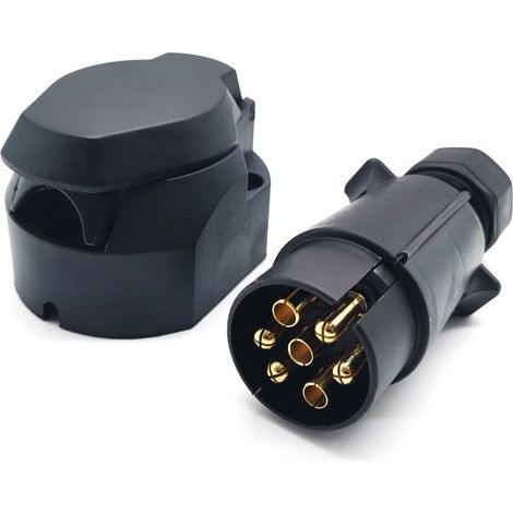 7-poliger Anhänger-Stecker und 7-polige Anhänger-Buchse, 12 V wasserdichter 7-poliger Anhänger-Steckdosen-Adapter, 7-poliger Anhänger-Stecker für Wohnwagenkupplung, Fahrradträger