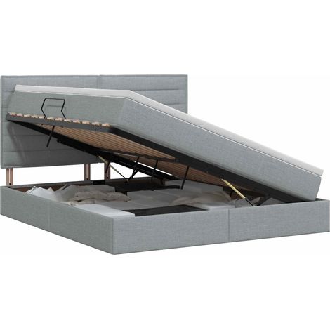 Maison Exclusive - Letto con contenitore e materasso Grigio Chiaro 140 x 190 cm (1/5)